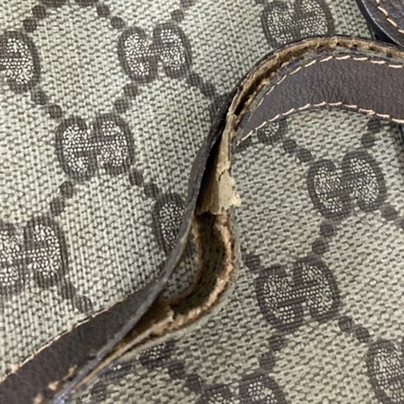 GUCCI Logo Sherry GG Pattern Shoulder Bag PVC Leather Brown GHW Italy - Picture 9 of 13
